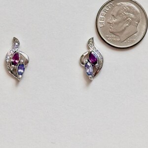Boucles d'oreilles en rubis, clous d'oreilles en rubis, boucles d'oreilles en tanzanite, clous en tanzanite, boucles d'oreilles avec pierre de naissance de juillet, boucles d'oreilles avec pierre de naissance de décembre, bijoux en rubis image 3