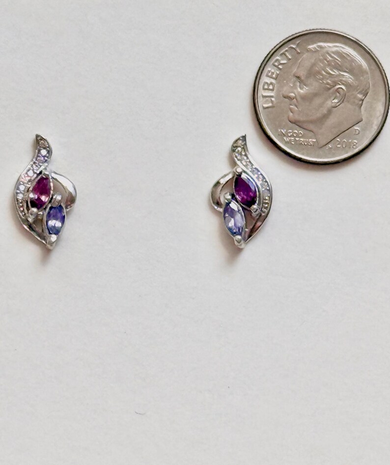 Boucles d'oreilles en rubis, clous d'oreilles en rubis, boucles d'oreilles en tanzanite, clous en tanzanite, boucles d'oreilles avec pierre de naissance de juillet, boucles d'oreilles avec pierre de naissance de décembre, bijoux en rubis image 3