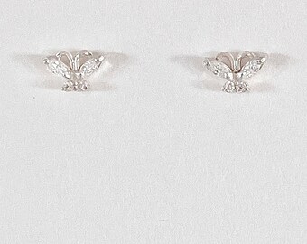 Butterfly earrings, Imitation diamond earrings, cubic zirconia earrings, faux diamond earrings, butterfly jewelry, butterfly studs