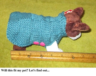 XX Small Dog Sweater TC4 Dark Teal Basket Weave Scalloped Collar & Fuscia Snaps Handmade Dwarf Teacup Jacket Yorkie Chihuahua Pocket Pet