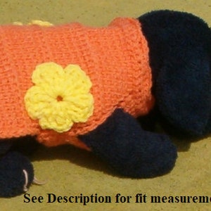 X-Small Dog Sweater Crochet FREE SHIPPING Glow-in-Dark CL Sherbet Orange w Scallop Collar /& Green Reflective Shamrock Appliques Ships Today