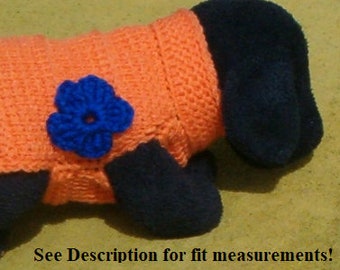 X-Small Dog Sweater Crochet FREE SHIPPING Glow-in-Dark CL Sherbet Orange w Scallop Collar /& Green Reflective Shamrock Appliques Ships Today