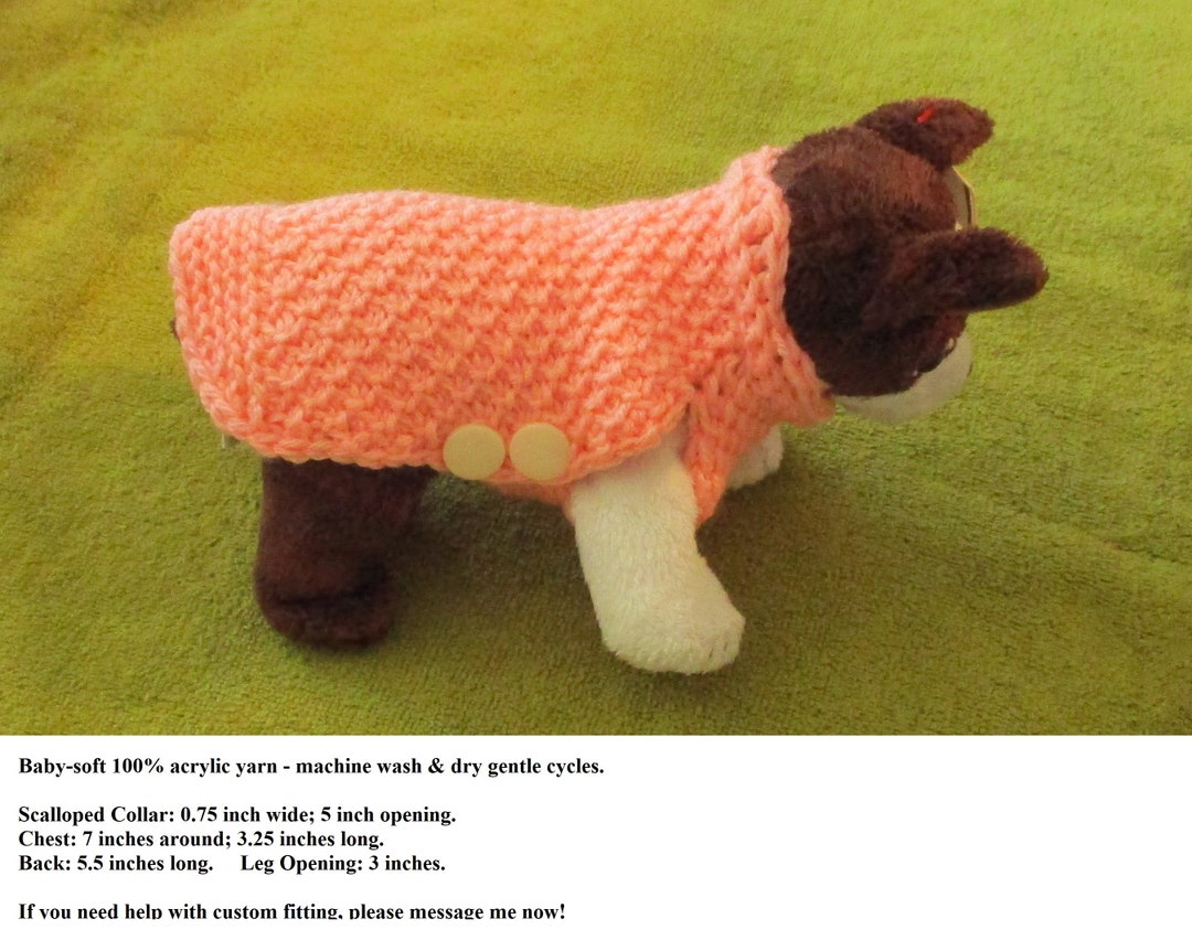 XX Small Dog Sweater Jacket TC4 Peach Scalloped Etsy UK