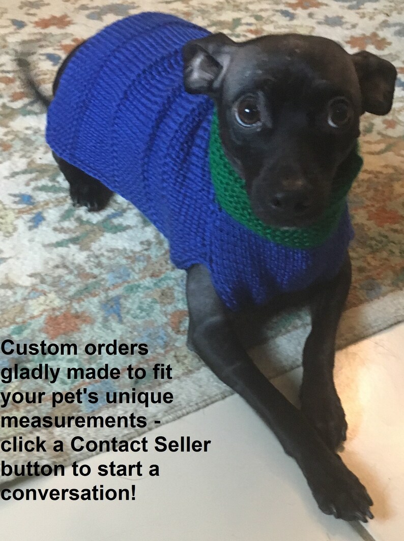 X-Small Dog Sweater Crochet FREE SHIPPING Glow-in-Dark CL Sherbet Orange w Scallop Collar /& Green Reflective Shamrock Appliques Ships Today