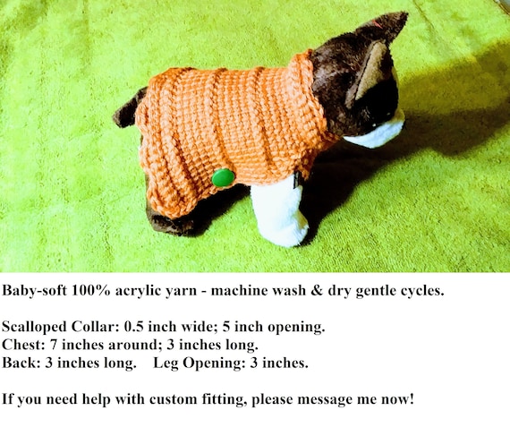 XX Small Dog Shrug Sweater Shirt TC2 Orange W Scalloped Collar