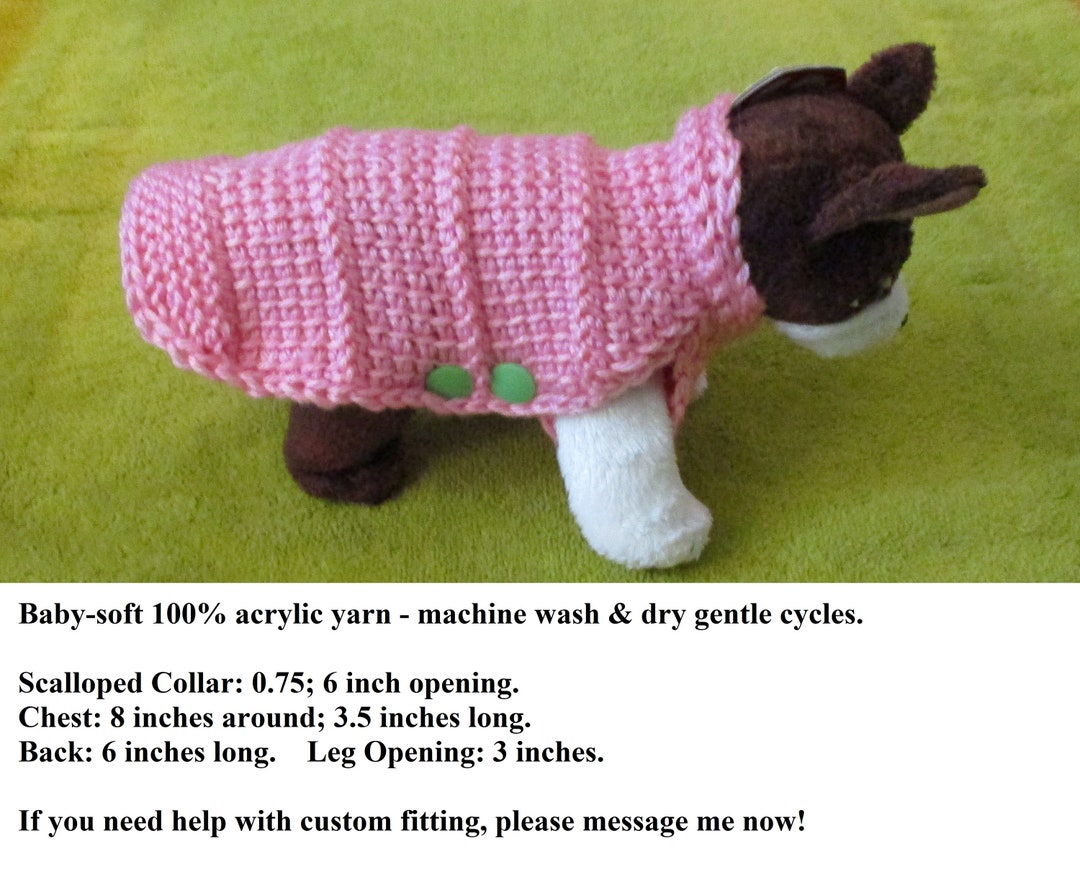 XX Small Dog Sweater TC1 Designer Bright Pink W Scalloped Etsy