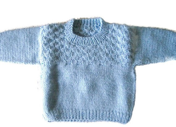Pull Bebe En Tricot Pull Taille 3 Mois Tricote Pull Bleu Etsy