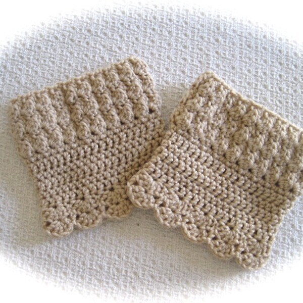 Women's Boot Cuffs ReversibleTan Boot Cuffs Crochet Boot Cuffs Boot socks