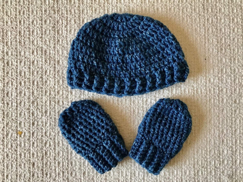 Baby Winter Hat and Mitten Set Christmas Gift Crochet Infant Etsy