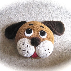 Crochet Pillow Pattern, Crochet Dog Pillow, animal pillow for nursery decor and baby bedding