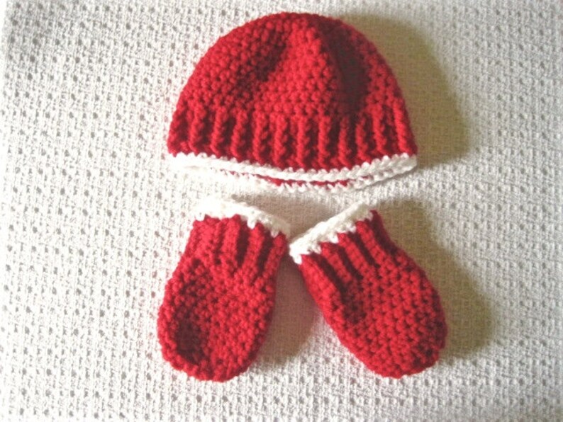 Baby Winter Hat and Mitten Set Christmas Gift Crochet Infant Etsy