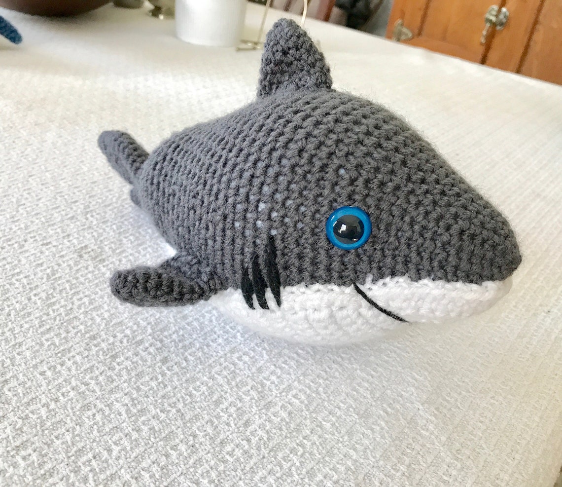 Amigurumi Shark Plushie Stuffed Gray and White Plush Shark | Etsy
