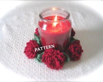Crochet Flower Pattern, Crochet Candle Ring Pattern for Candle Jars, Pillars, etc. Home decor