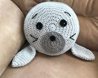 Crochet Seal PATTERN, Pillow Pattern, Seal pup pillow for Valentine's Day, Easter, nursery decor, and baby bedding