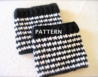 Boot Cuff Pattern, Crochet PATTERN, Boot Cuffs, Houndstooth, for Women
