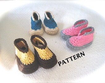 Crochet Booty Patterns, 2 Baby Booties pattern, Bean Boots ,and Slippers mocs