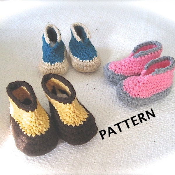 Crochet Booty Patterns, 2 Baby Booties pattern, Bean Boots ,and Slippers mocs