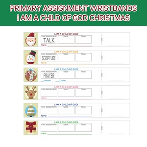 Asignación de tiempo para compartir en Primaria Pulseras Soy un hijo de Dios NAVIDAD Pulseras recordatorias oración charla de las Escrituras