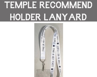 Temple Recommend Lanyard with pouch *White-Navy Blue* - Primary temple preview Youth temple trip Girls Camp Youth Conference LDS temples