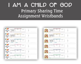 Primary Assignment Wristbands I am a child of God Reminder bands prayer scripture talk 2 designs