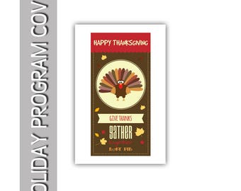 Happy Thanksgiving Herfst Herfst bedanken verzamelen samen eten taart programmaomslag 8,5"x11"