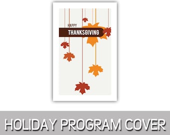 Happy Thanksgiving Fall Autumn hanging falling leaves program cover 8.5"x11"