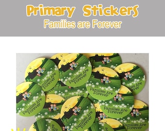 Families are Forever STICKER, green, 2-inch circle, *Pack of 20* stickers LDS primary temple