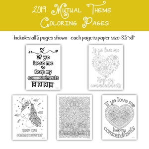 Bible Coloring Pages 8.5&quot;x11&quot; - five designs If ye love me keep my commandments LDS young women latter-day saint coloring page