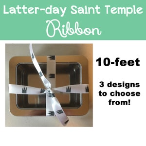 Latter-day Saint Temple Ribbon SLC temple white/grey/silver 10 feet temple ribbon Latter Day Saint Salt Lake Temple gifts crafts LDS image 1