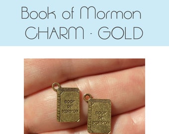 Book of Mormon - GOLD - CHARM (2) LDS charm antique pewter - 2 gold charms per pack