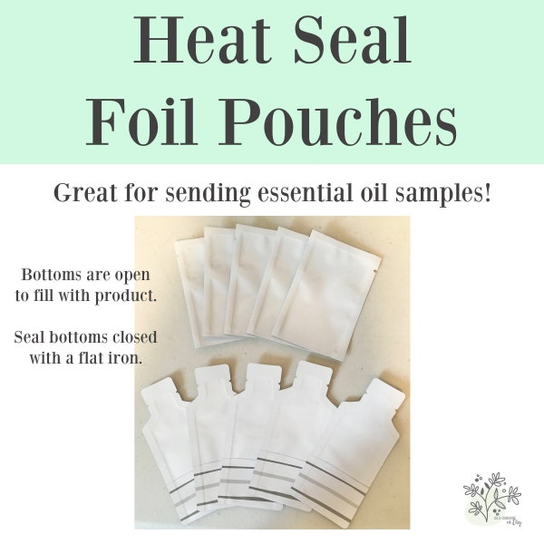 Heat Seal Foil Pouches 10-pack (10) for sending small liquid samples essential oils lotion creams powder oils