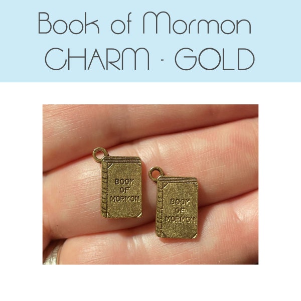 Book of Mormon - GOLD - CHARM (2) LDS charm antique pewter - 2 gold charms per pack