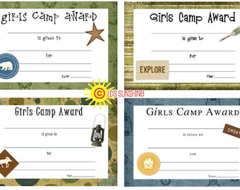 Camp Certificates for awards at Girls Camp