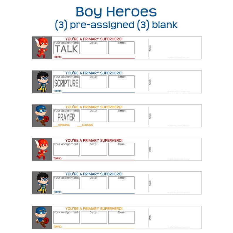 Primary opening exercises assignments picture