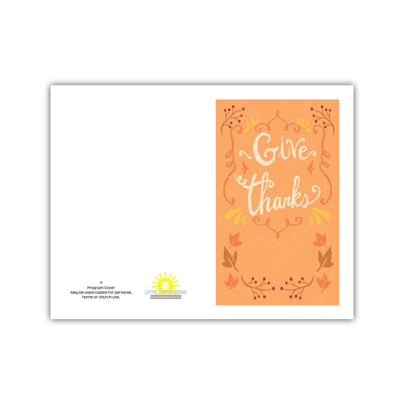 Give Thanks Thanksgiving Fall Autumn program cover 8.5x11 image 2