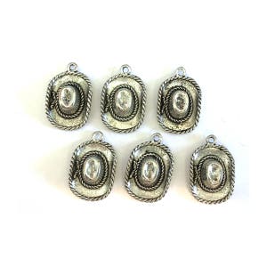 Cowboy Hat CHARM 6 charms antique pewter 6 charms per pack image 1