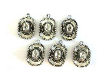 Cowboy Hat CHARM (6) charms antique pewter - 6 charms per pack