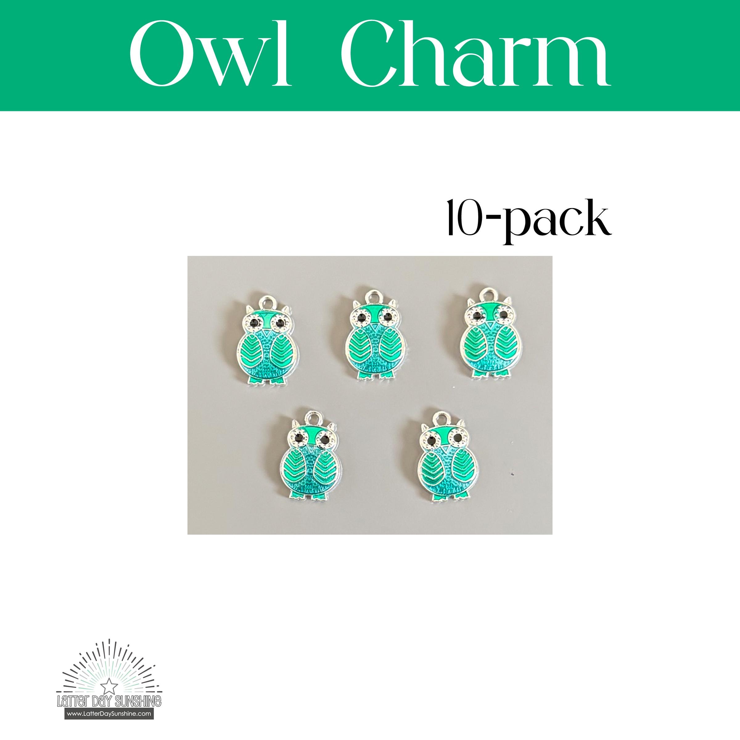 Owl Charm (10) green/blue - 10 charms per pack - bird charm jewelry nature wildlife adventure bracel