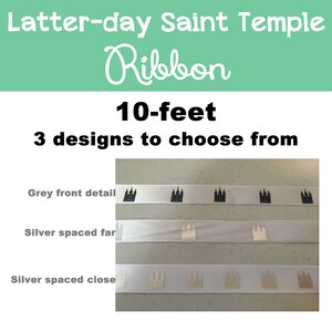 Latter-day Saint Temple Ribbon SLC temple white/grey/silver 10 feet temple ribbon Latter Day Saint Salt Lake Temple gifts crafts LDS image 2