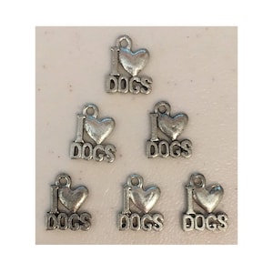 l Love Dogs CHARM (6) charm antique pewter - 6 charms per pack
