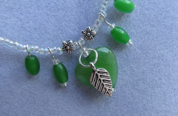Charm Necklace Jade Glass beads