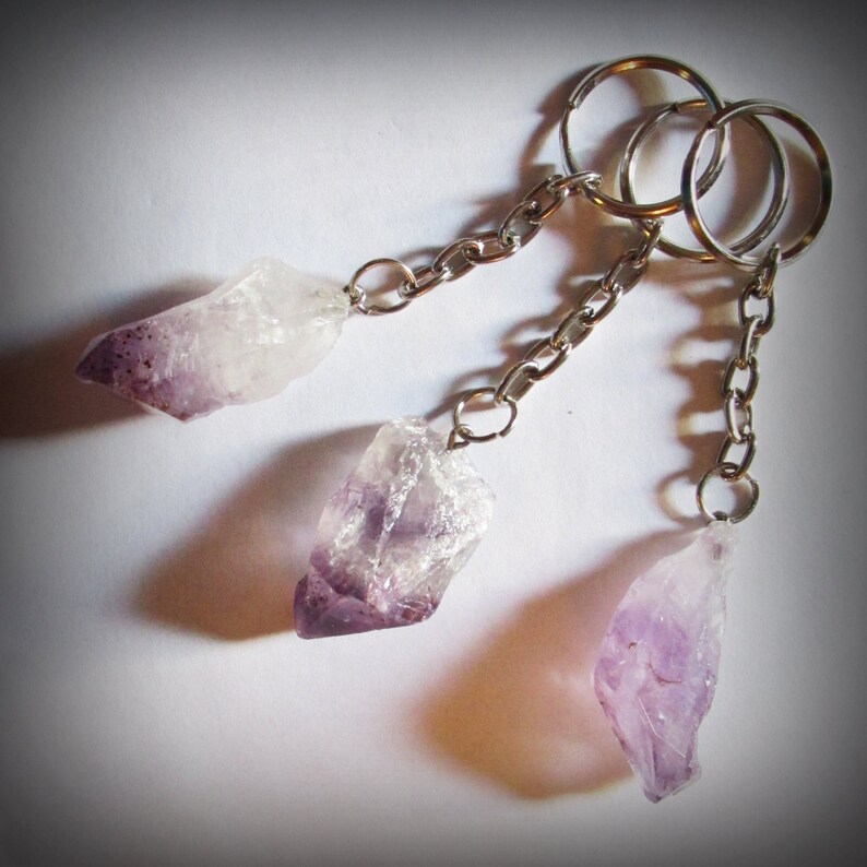 Amethyst KeyChain Raw Amethyst Crystal Crystal Point Key Etsy