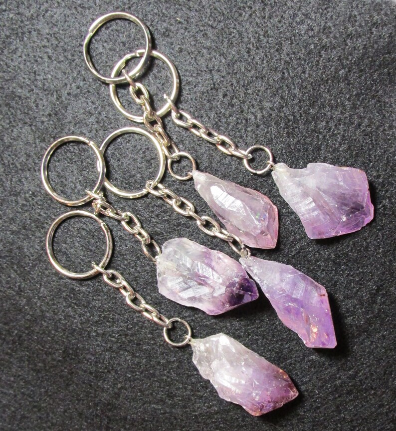 Amethyst KeyChain Raw Amethyst Crystal Crystal Point Key Etsy