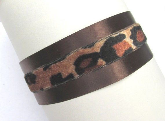 Brown Cheetah Choker Brown Satin & Cheetah Velvet Ribbon | Etsy