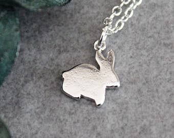 Silver Bunny Necklace, Bunny Pendant Necklace, Silver Rabbit Necklace, Small Bunny Necklace, Bunny Lover Gift, Bunny Mom, Rabbit Gift