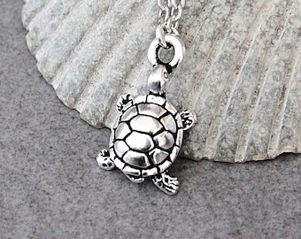 Silver Turtle Necklace, Turtle Necklace, Turtle Pendant Necklace, Dainty Necklace, Small Turtle Necklace, Turtle Jewelry, Turtle Gift