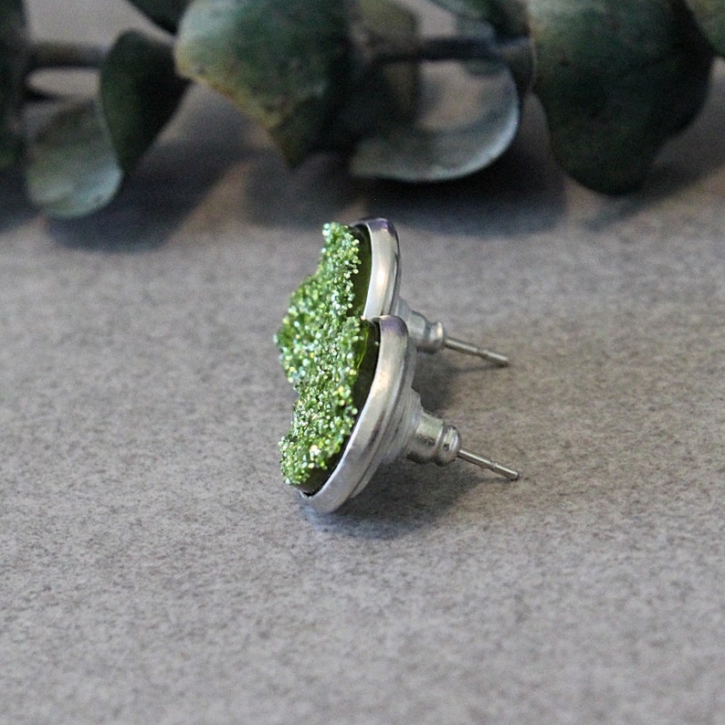 Olive Green Earrings Olive Green Stud Earrings Olive Green Etsy