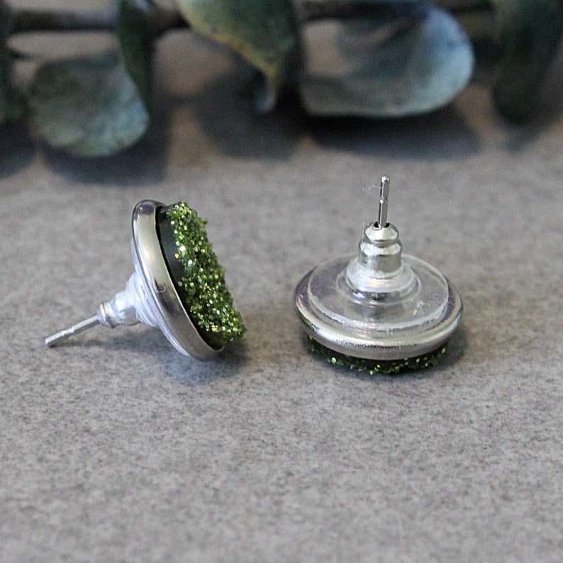 Olive Green Earrings Olive Green Stud Earrings Olive Green Etsy