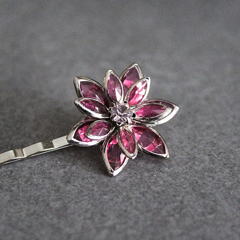 Pink Hair Pins, Pink Bobby Pin, Pink Hair Clips, Pink Bobby Pins, Pink Hair Accessory, Pink Flower Hair Pins, Flower Bobby Pins, Pink Pins image 3