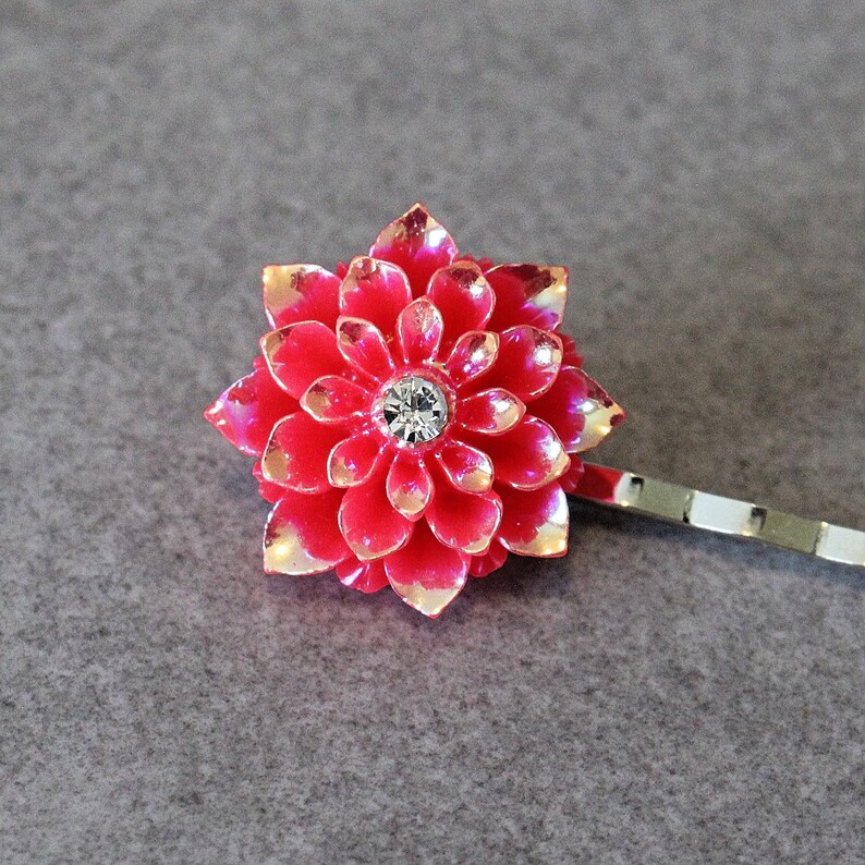 Pink Hair Pins Pink Flower Bobby Pins Pink Floral Hair Pins Etsy